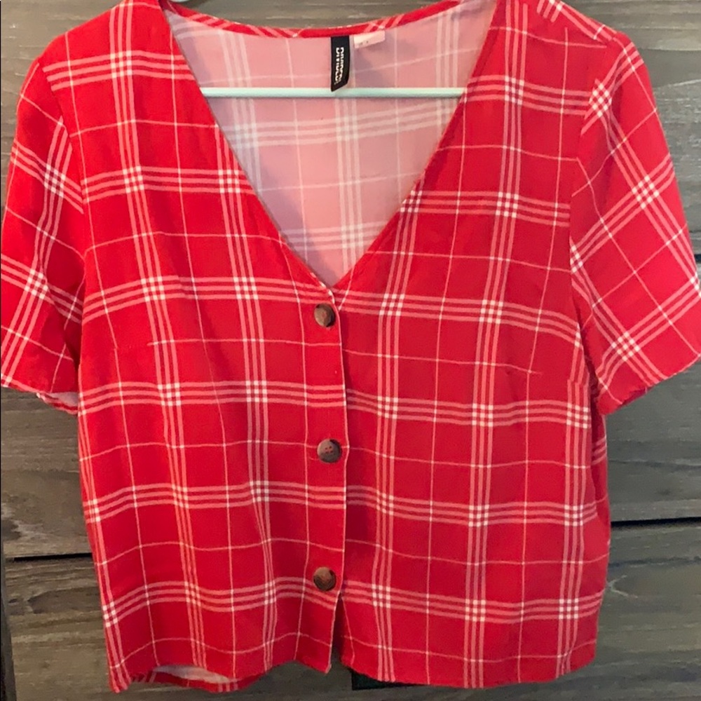 Plaid red button up
